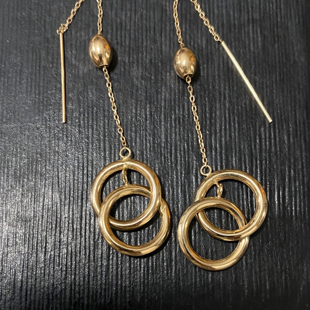 14k solid Gold Chain Link Earrings
